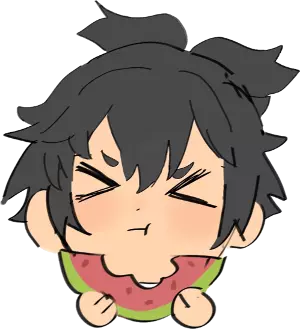A person eating watermelon